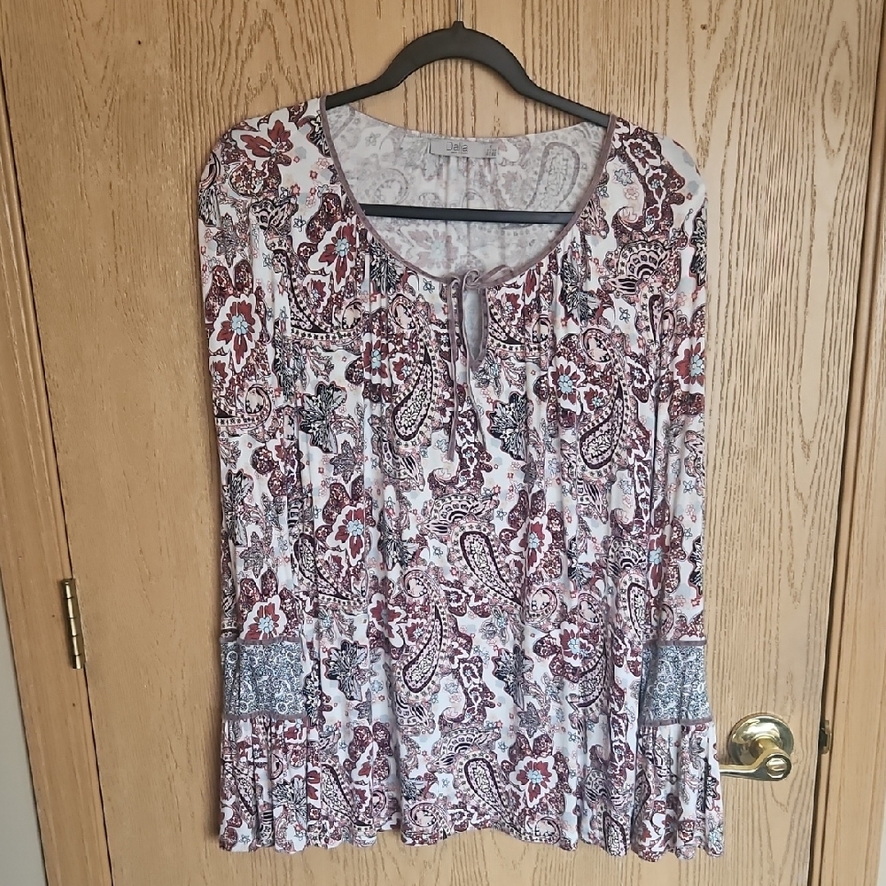 Dalia Burnt Orange and Cream Paisley Blouse